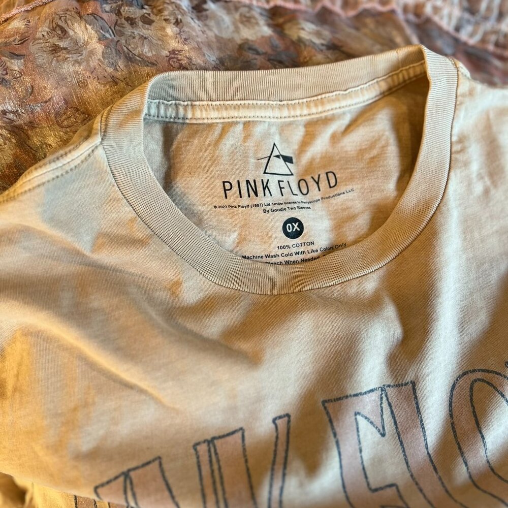 OOAK Pink Floyd Band Tee Maxi Dress | Spliced Chiffon Festival Boho | Size L - Picture 4 of 4
